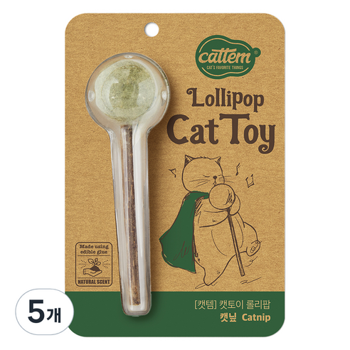 캣템 고양이 롤리팝 장난감 3.5 x 13 cm, 롤리팝 캣닢, 5개