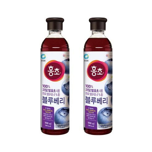 청정원 홍초 100% 자연발효초사용 블루베리, 900ml, 2개