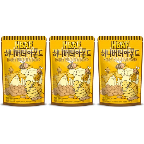 HBAF 허니버터 아몬드, 190g, 3개