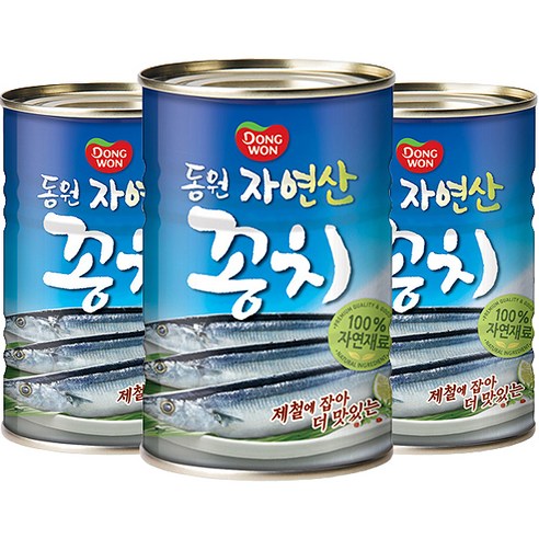 동원 꽁치 원터치 통조림, 300g, 3개
