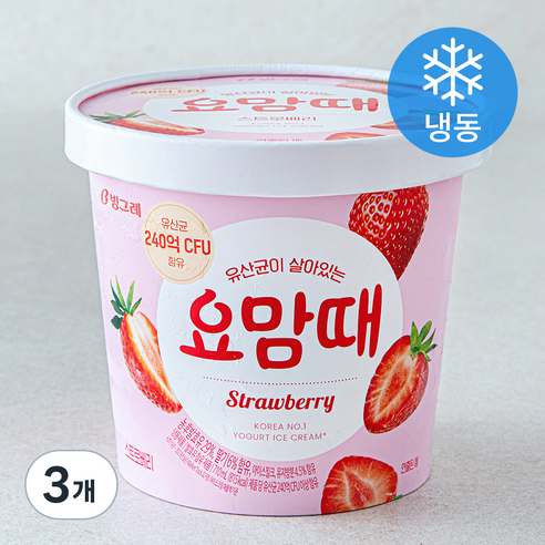 빙그레 요맘때 스트로베리 (냉동), 710ml, 1개입, 3개