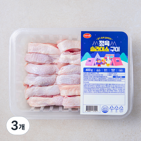 한강식품 정육 슬라이스 구이 닭다리살 (냉장), 3개, 400g