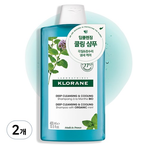 클로란 아쿠아민트 딥클렌징 앤 쿨링 샴푸, 400ml, 2개