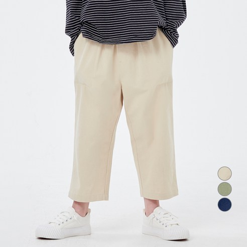 롤리트리 아동용 주름 배기 8부 면 바지