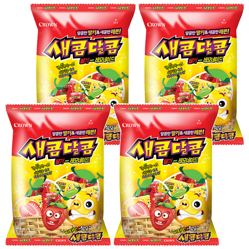 크라운 새콤달콤 딸기레모네이드 츄잉캔디, 200g, 4개
