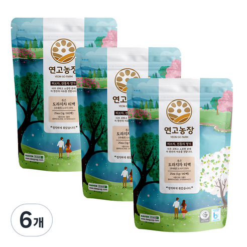연고농장 도라지차 티백 25p, 1g, 25개입, 6개