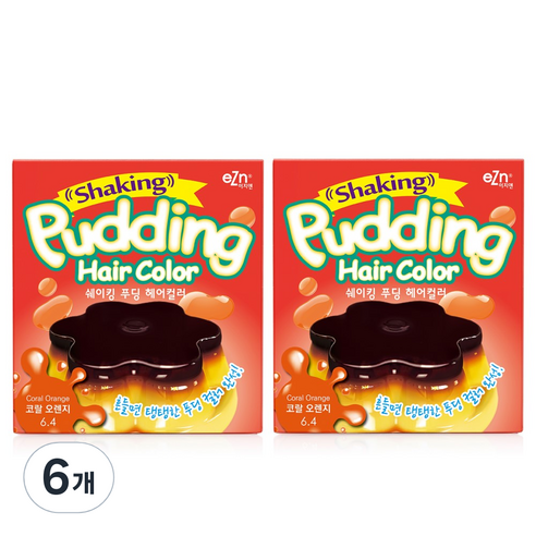 이지엔 쉐이킹 푸딩 헤어컬러 염색제, 6.4 코랄오렌지, 6개
