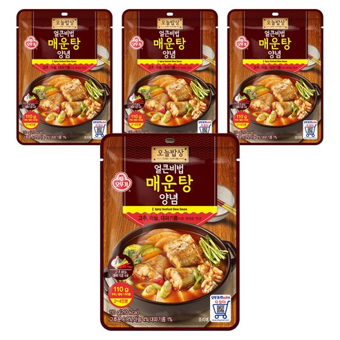 오뚜기 오늘밥상 얼큰비법 매운탕 양념, 110g, 4개