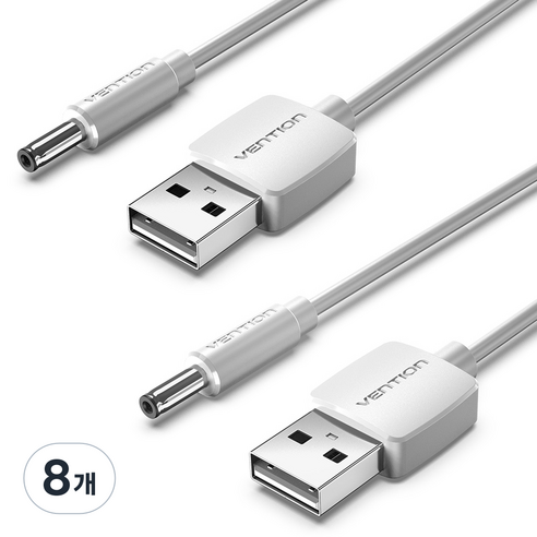 벤션 USB A-DC 3.5mm 충전케이블 CEX, 1.5m, 화이트, 8개