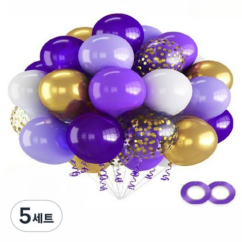만들하비 컨페티 풍선 세트, 퍼플골드, 5세트