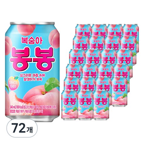 복숭아 봉봉, 340ml, 72개
