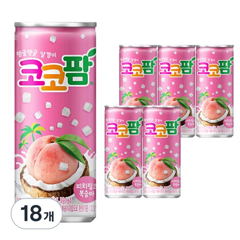 코코팜 피치핑크 복숭아, 240ml, 18개