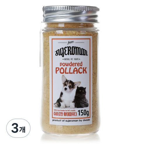 SUJEROMAN 반려동물 영양파우더 간식, 황태, 150g, 3개