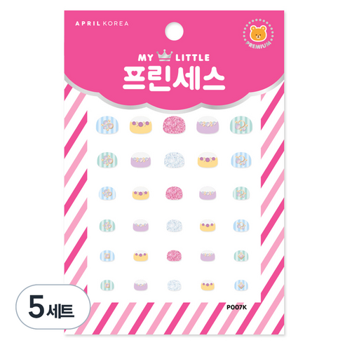 에이프릴 코리아 마이리틀 프린세스 키즈 네일스티커, P007K 수줍은 별빛드레스, 5개