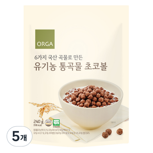 올가홀푸드 유기농 통곡물 초코볼, 5개, 240g