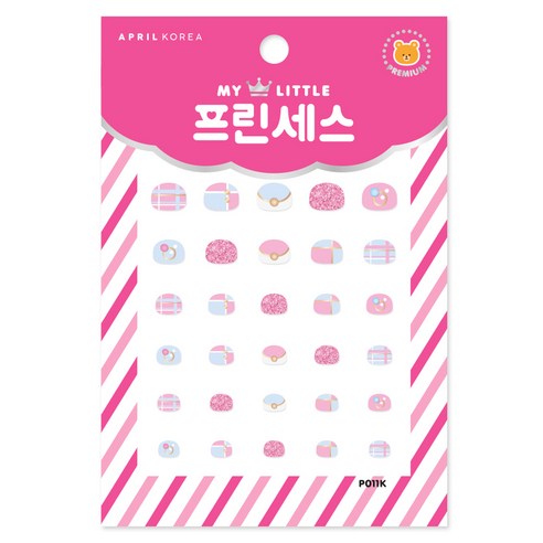에이프릴 코리아 마이리틀 프린세스 키즈 네일스티커, P011K 꿈꾸는 체크, 1개