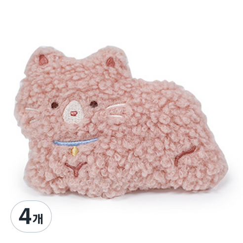 모찌타운 포켓형 뽀글뽀글 핫팩 인형 뽀글냥이 11cm, 핑크계열, 4개