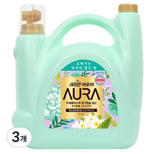 아우라 고농축 대용량 섬유유연제 스모키머스크, 5.5L, 3개