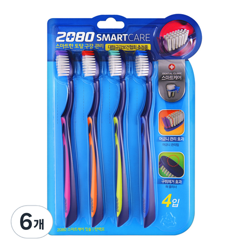 애경 2080 스마트케어 칫솔 4입, 4개입, 6개