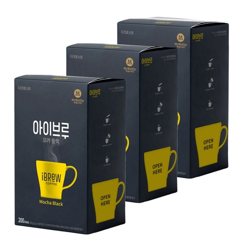 맥널티커피 아이브루 모카 블랙 원두믹스, 200개입, 3개, 1g, 1g