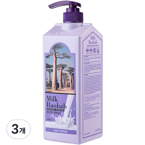 밀크바오밥 대용량 바디워시 베이비파우더향, 1000ml, 3개