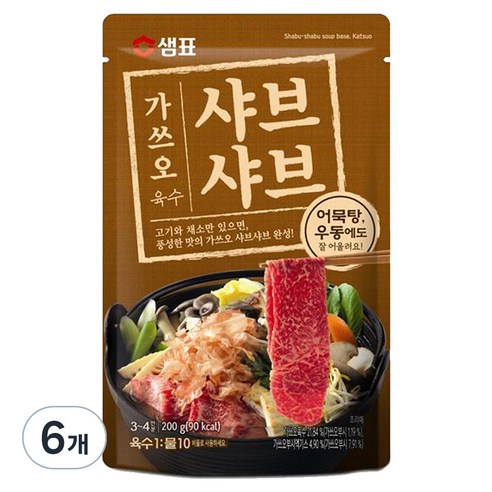 샘표 가쓰오 샤브샤브 육수 3~4인분, 200g, 6개