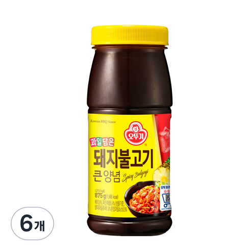 오뚜기 돼지불고기 큰 양념, 875g, 6개