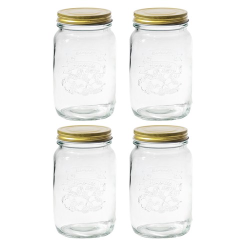 키볼리 원형 홈메이드 콰트로 유리병 잼통, 4개, 1000ml