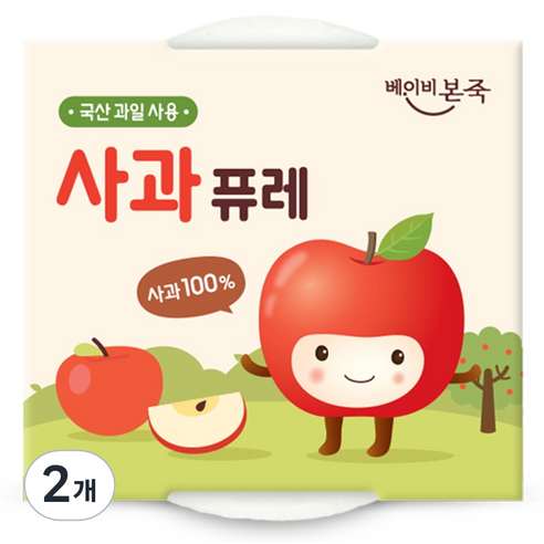 베이비본죽 과일퓨레 2p, 2개, 200g, 사과