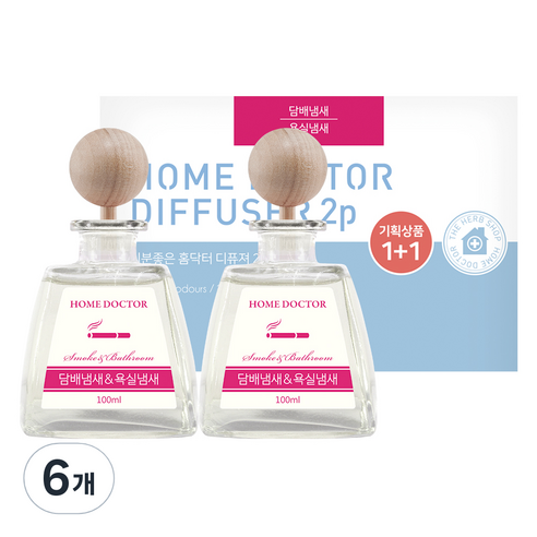 더허브샵 기분좋은 홈닥터 디퓨저, 담배냄새 앤 욕실냄새(피치유칼립투스), 100ml, 6개