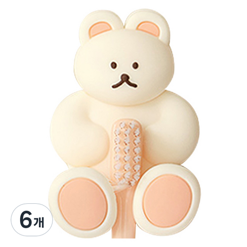 도낫도낫 실리콘 칫솔걸이, 크림, 6개