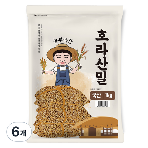 농부곡간 국내산 호라산밀, 1kg, 6개