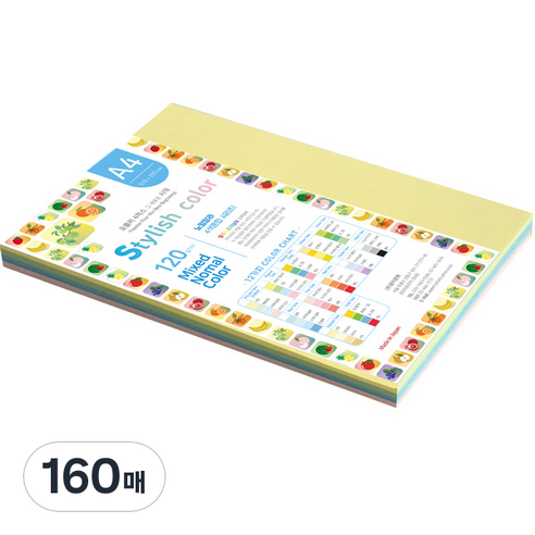 종이문화 스타일리쉬 시즌칼라 색지 혼합 139 SN-Popular Tone 120g, A4, 160매