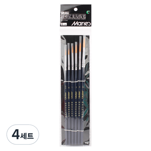 마리에스 시나아트 나일론 세필붓 6종 세트 G1206, 4세트, 00호, 0호, 1호, 2호, 3호, 4호