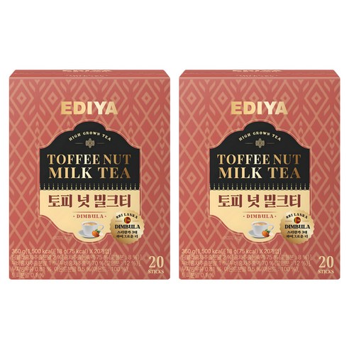 이디야 토피넛 밀크티, 360g, 2개, 20개입