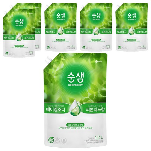 순샘 베이킹소다 피톤치드 리필 세제, 1.2L, 6개