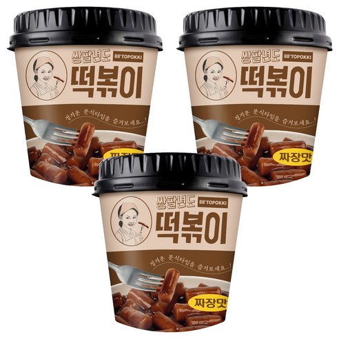 쌍팔년도 컵 떡볶이 짜장맛, 110g, 3개