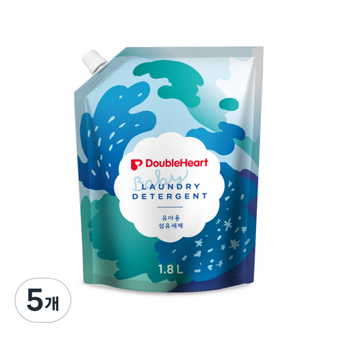 더블하트 유아용 섬유세제 리필, 1.8L, 5개