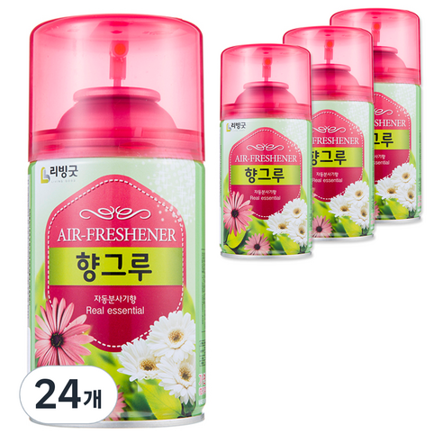 리빙굿 향그루 캔 자동분사기 후로랄향 방향제 본품, 280ml, 24개, 꽃향