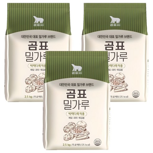 곰표 밀가루 박력, 2.5kg, 3개