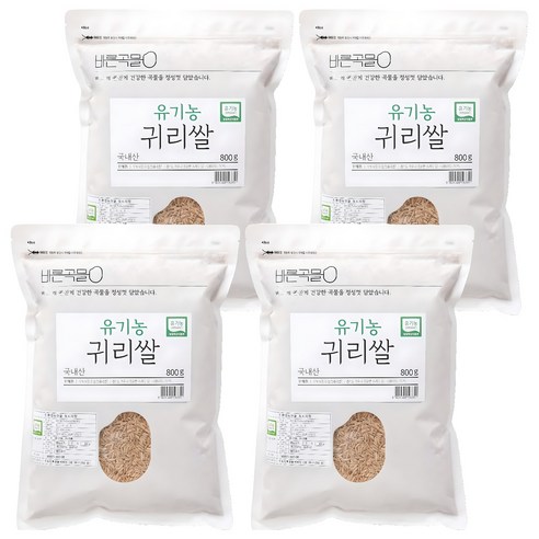 바른곡물 국내산 유기농 귀리 쌀, 800g, 4개