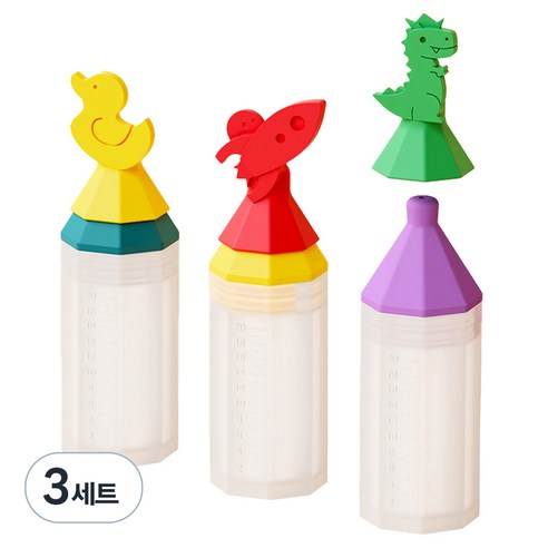 이크 실리콘 투약병 투명눈금 20cc 3종, 3세트