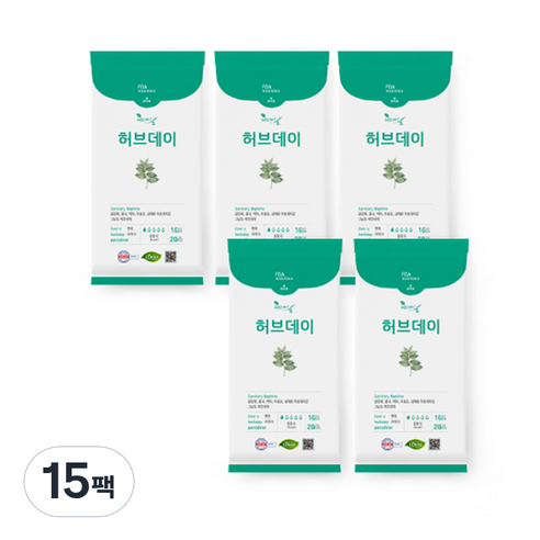 허브데이 생리대 팬티라이너, 일반, 20매입, 15팩