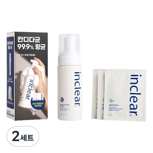 인클리어 강화약쑥 프로바이오틱스 여성청결제 150ml + 청결 티슈 3p 세트, 2세트