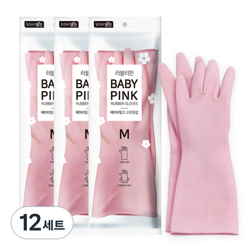 명진 러블리한 고무장갑, 핑크, 중(M), 12세트