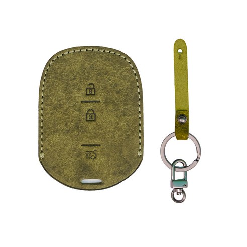 차모아 가죽 스마트키케이스 트레일블레이저 올뉴크루즈, 올리브+흑니켈사틴, MD102