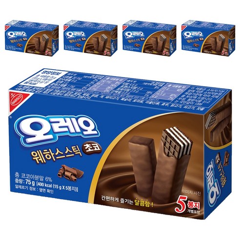 오레오 동서식품 초코웨하스 스틱 75g, 5개