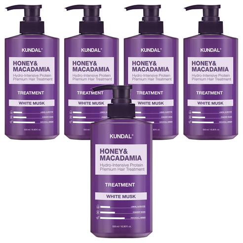쿤달 허니 앤 마카다미아 헤어 트리트먼트 화이트머스크향, 500ml, 5개