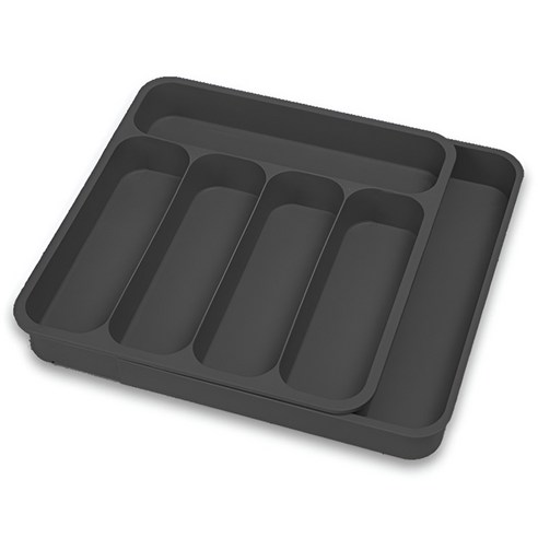 사라사 2단 식기 서랍정리 수납 칸막이 트레이, 블랙, 1개