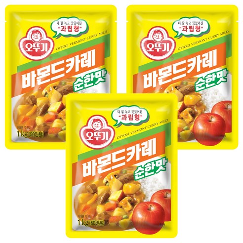 오뚜기 바몬드카레 과립형 순한맛, 1kg, 3개